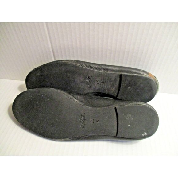 *COACH Black Leather Patent Toe Flats Goldtone Medallion - 8.5B - Picture 9 of 9